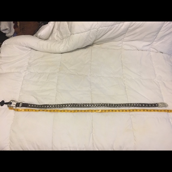Rhinestone Black Leather Belt NWOT - Picture 4 of 6